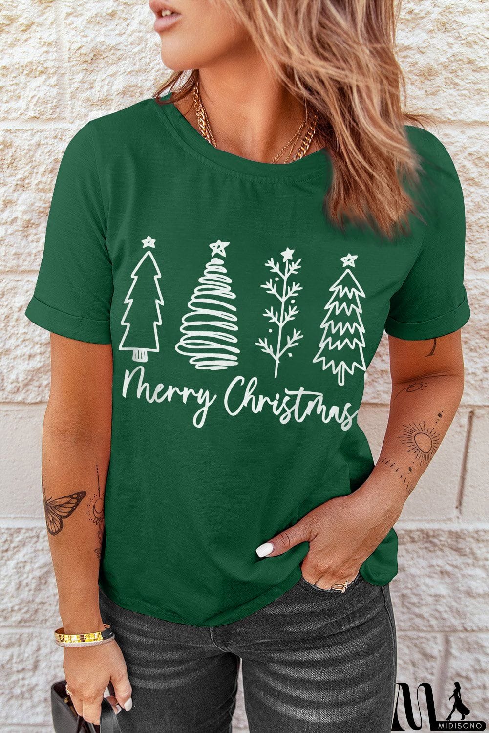 MidiSono - Merry Christmas Tree Graphic Print Tee