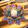 Peinture en diamant en 5D DIY, d&eacute;coration en acrylique, bougeoirs fleurs, bougiers faits maison maison pour adultes d&eacute;butants (lotus-a violet et jaune)