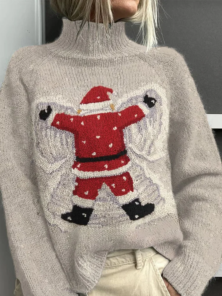 Women's Santa Claus Knitted Turtleneck Sweater