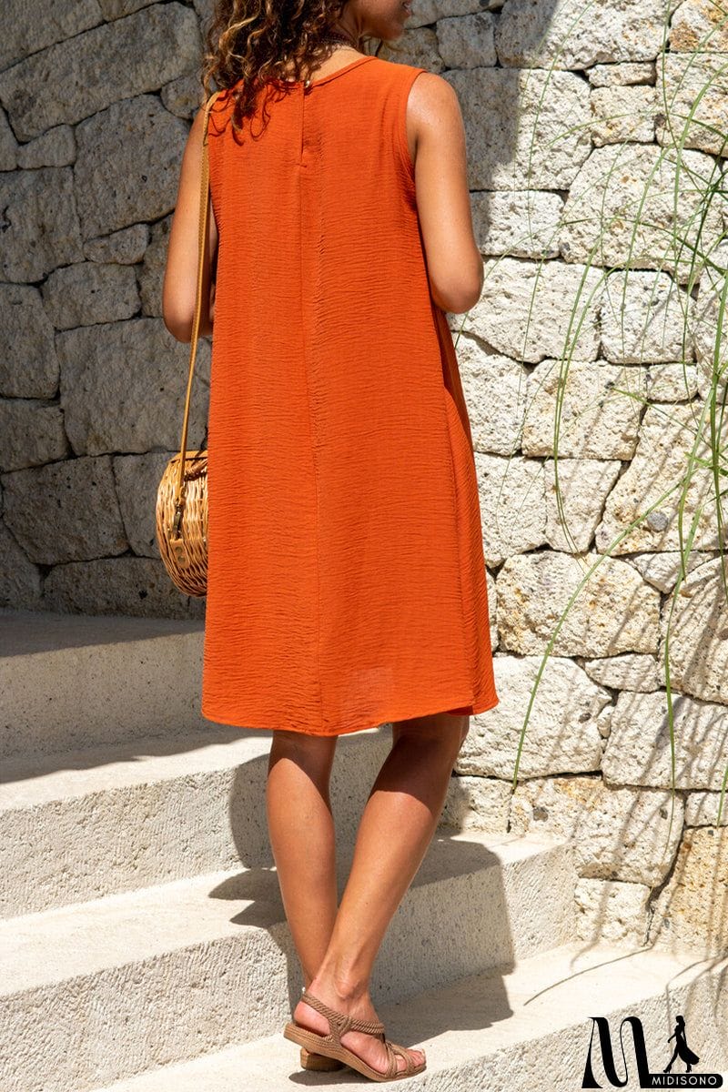 MidiSono - Casual College Solid Patchwork O Neck Vest Dress Dresses