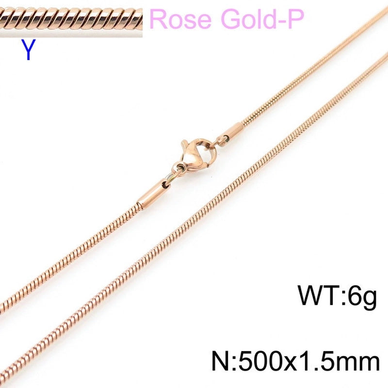 Jewelry Classic Style Solid Color Titanium Steel 18K Gold Plated Chain Necklace