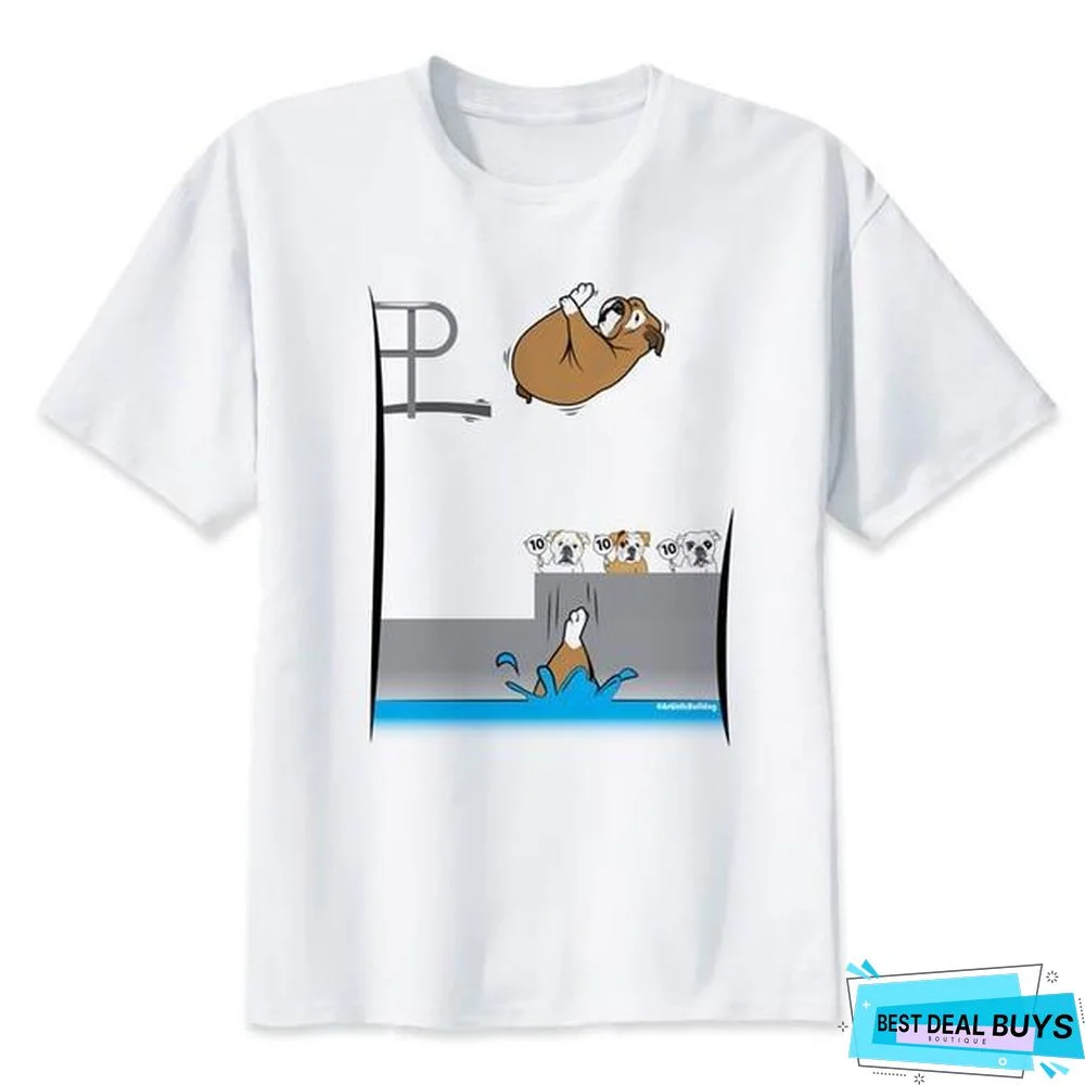 French Bulldog Casual White Printed Short Sleeve T-Shirt For Men/Women Tops Tees