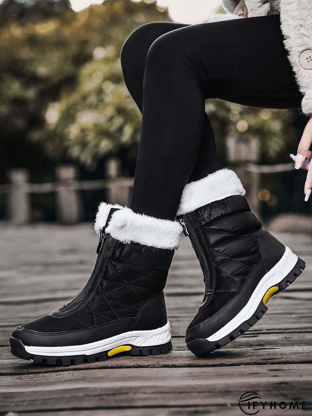 Winter Front Zip Thermal Lined Outdoor Snow Boots | IFYHOME