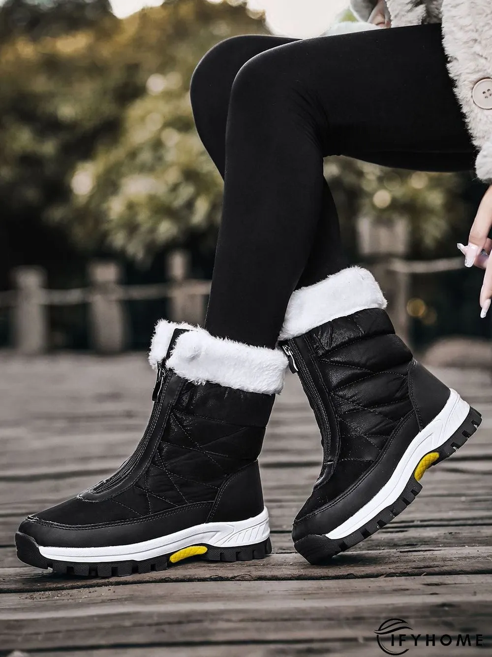 Winter Front Zip Thermal Lined Outdoor Snow Boots | IFYHOME
