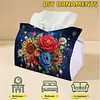 Diamond Painting Red Roses PU Leather Tissue Box for Napkin Holder
