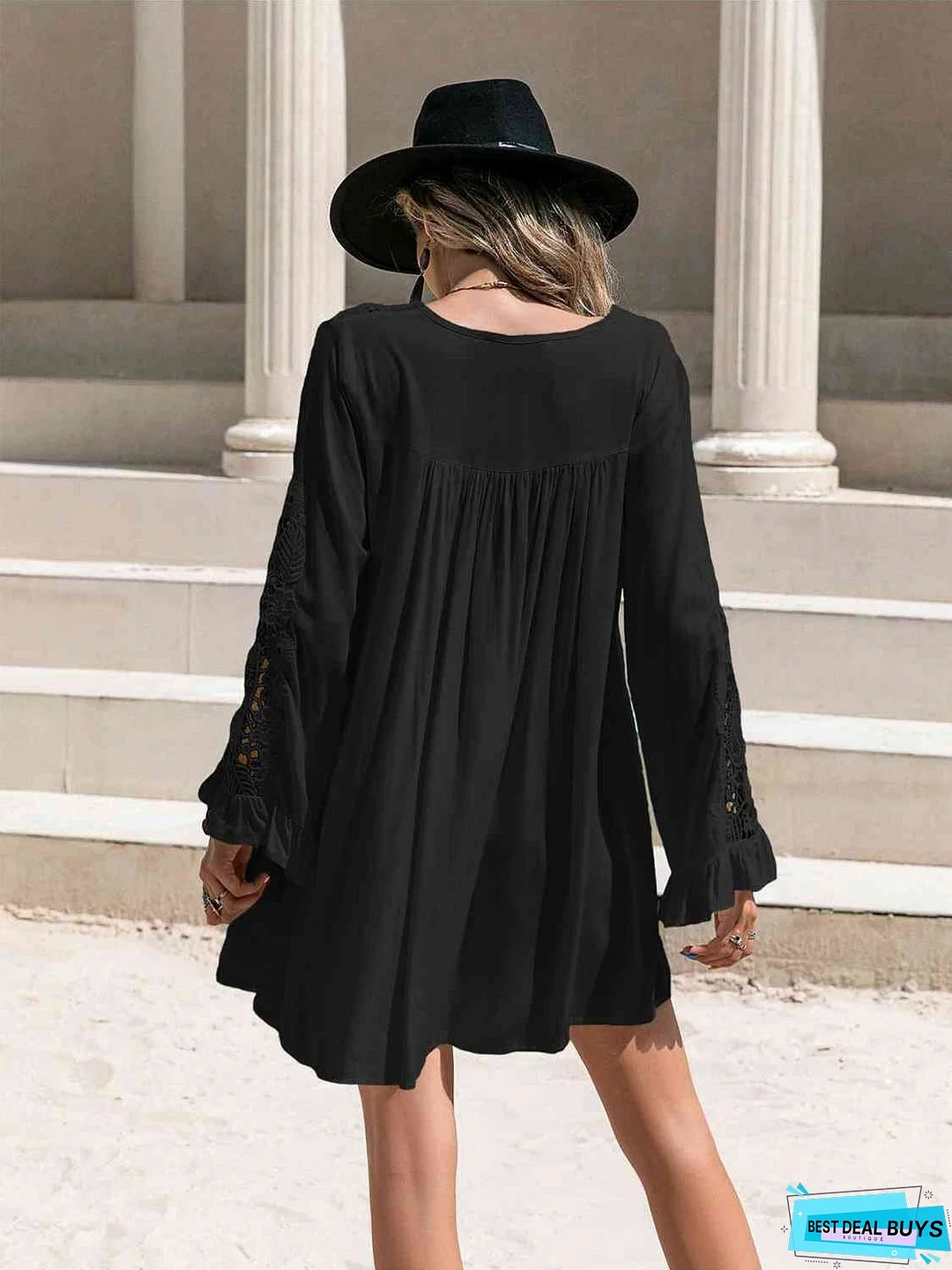 Lace Detail V-Neck Mini Dress