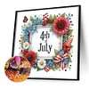 Independence Day Flag and Flowers - Crystal Rhinestone Diamond Painting
