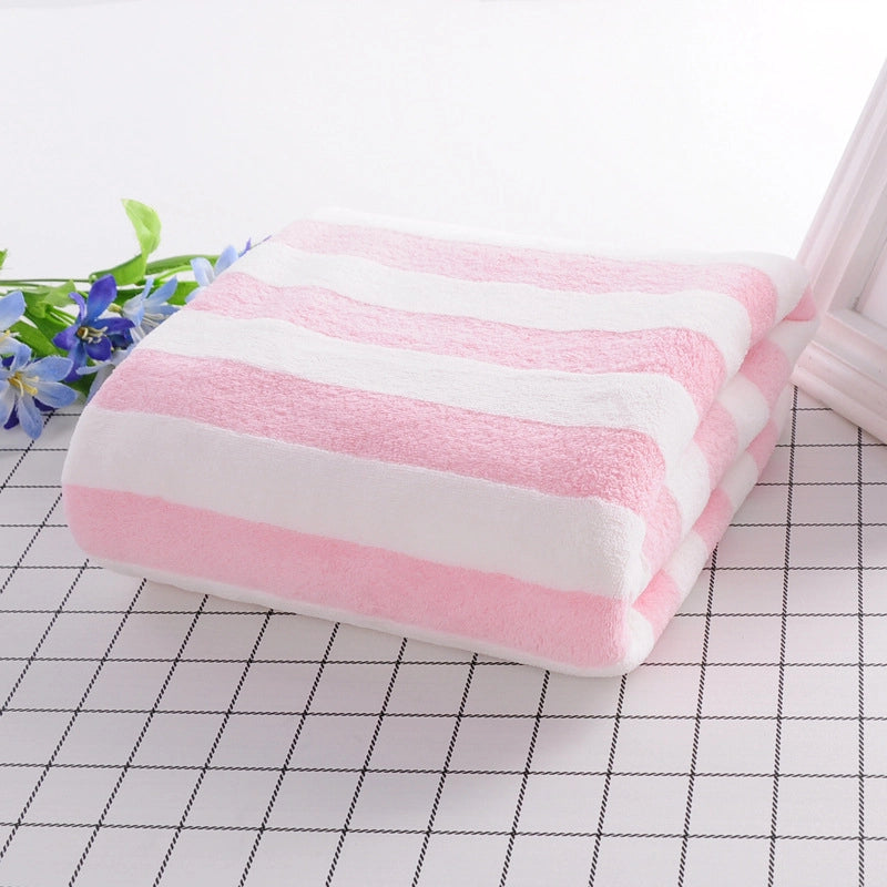 Hotel Beauty Salon Quick-drying Beach Towel Household Soft Absorbent Face Towel Striped Coral Fleece Bath Towel