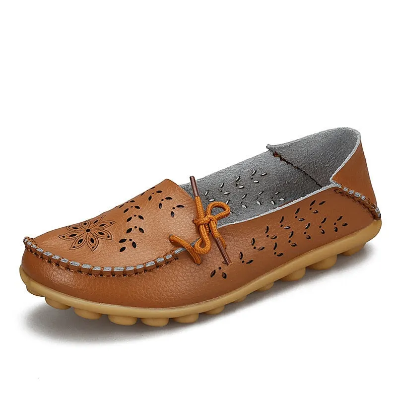 Women's Flats Ballet Genuine Leather Shoes Woman Slip On Casual Loafers Flats Soft Oxford Shoes Sapato Feminino Plus Size