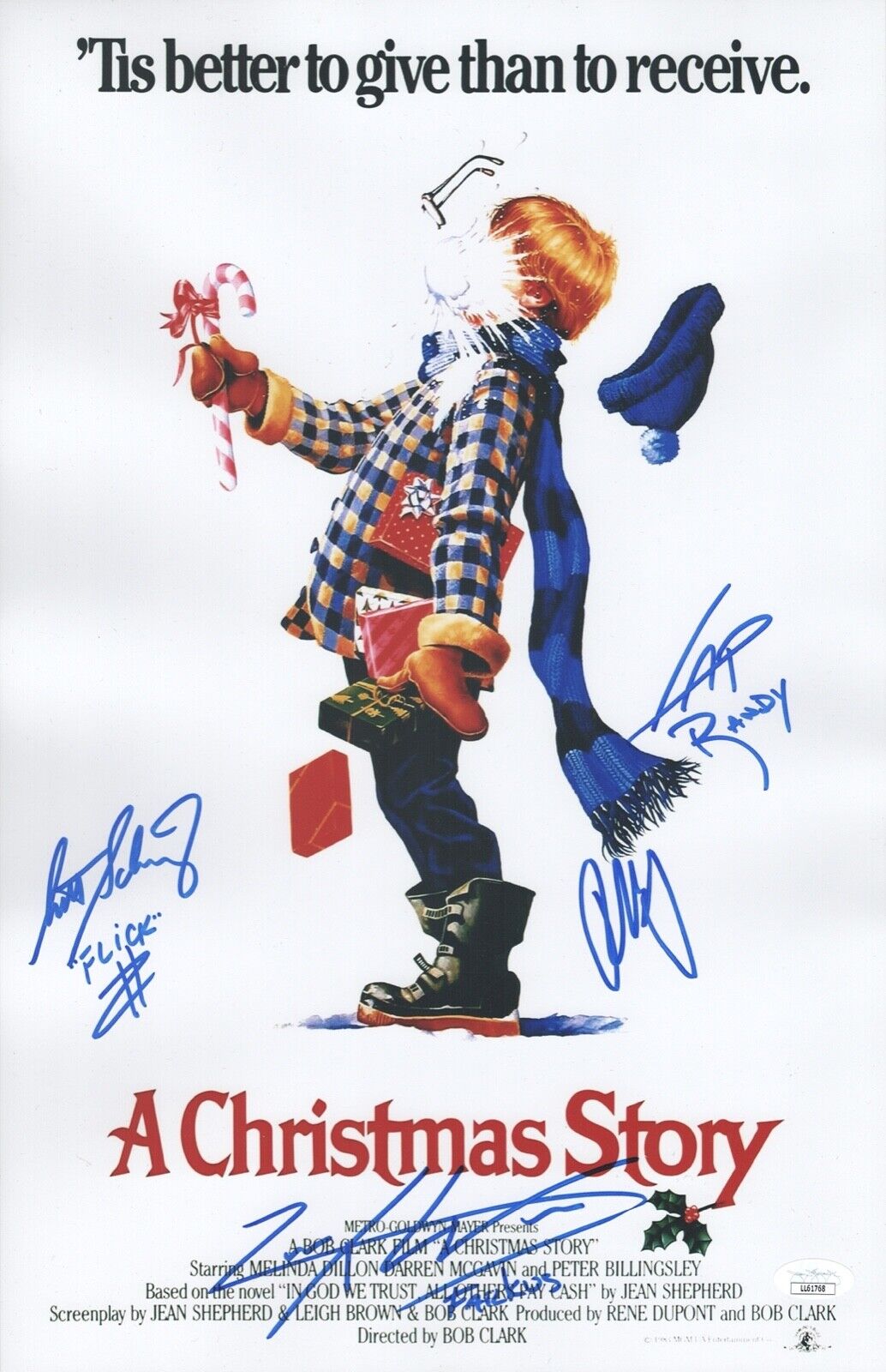 PETER BILLINGSLEY CAST x4 Signed 11x17 A CHRISTMAS STORY Photo Poster painting Autograph JSA COA