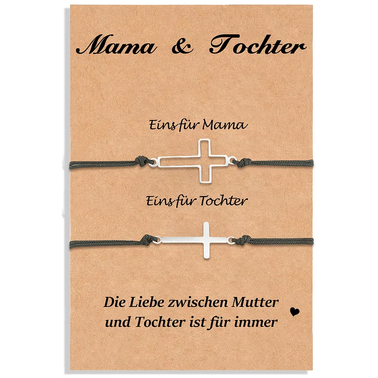 Kettenmachen Kreuz Armbänder Set-Mama & Tochter-Kommunion Geschenk mit Nachrichtenkarte