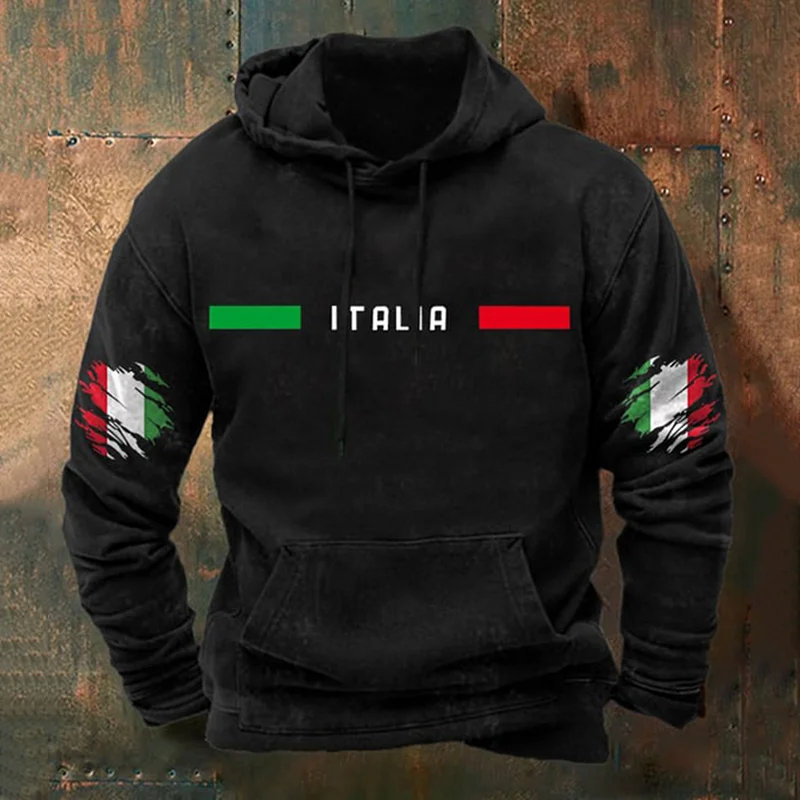 Felpa vintage con stampa Italia da uomo