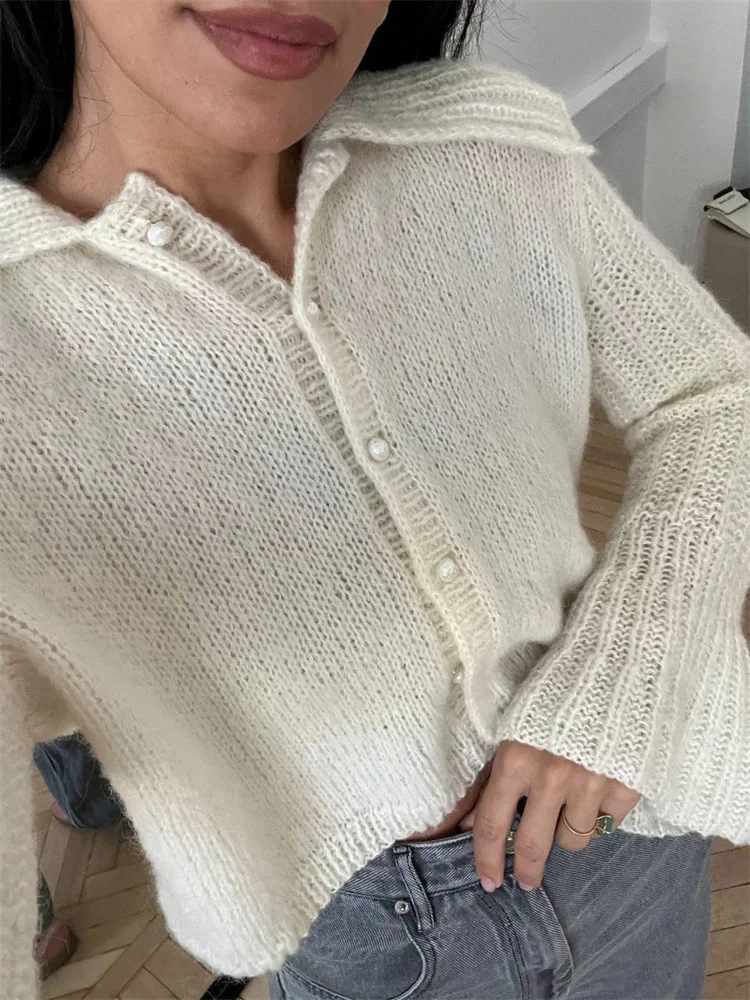 Creditnoom Trendy Streetwear Dress – Knit Sweater Cardigan Patchwork Cropped Top for Women