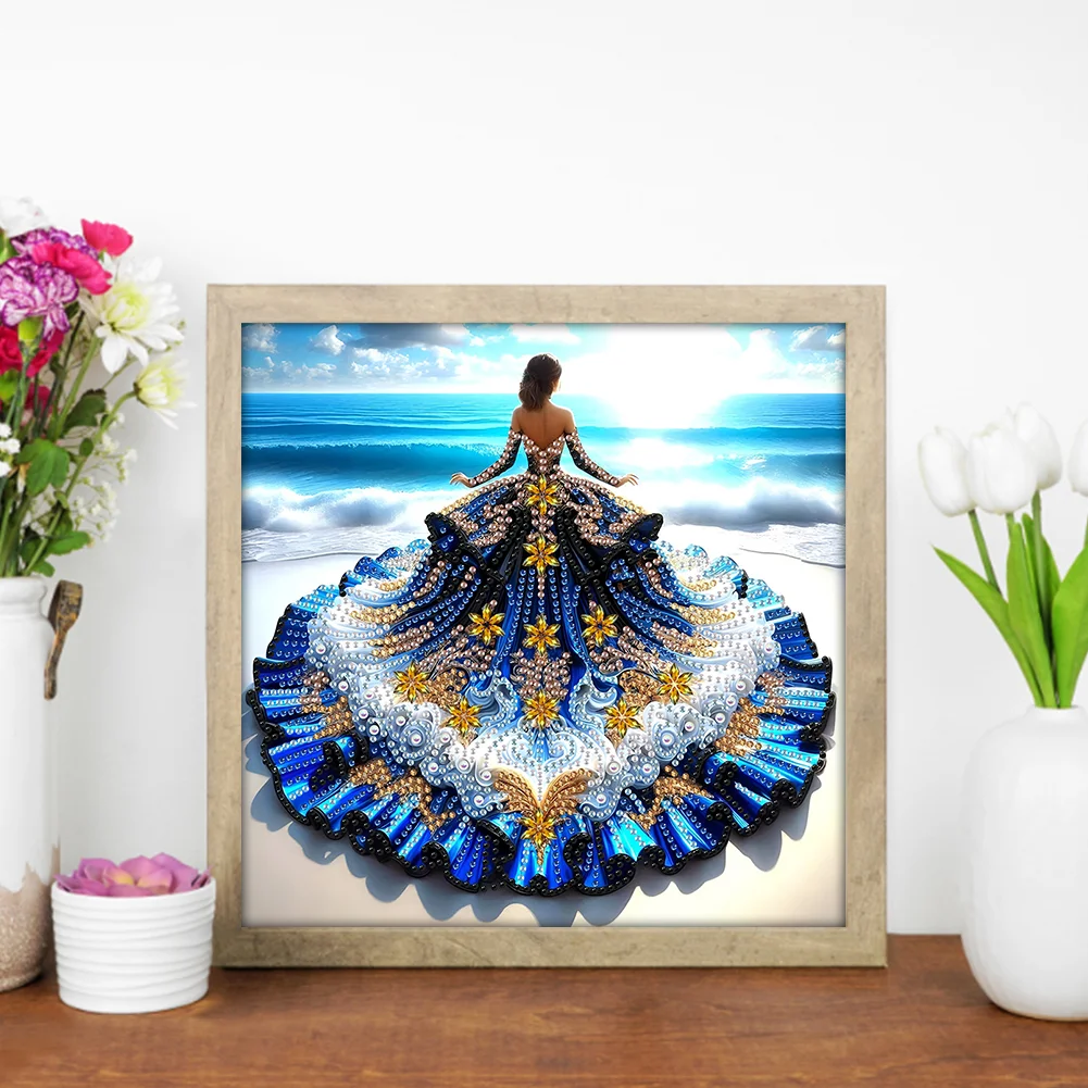 Diamond Painting - Partial Special Shaped Drill - Gorgeous Skirt Girl(Canvas|30*30cm)