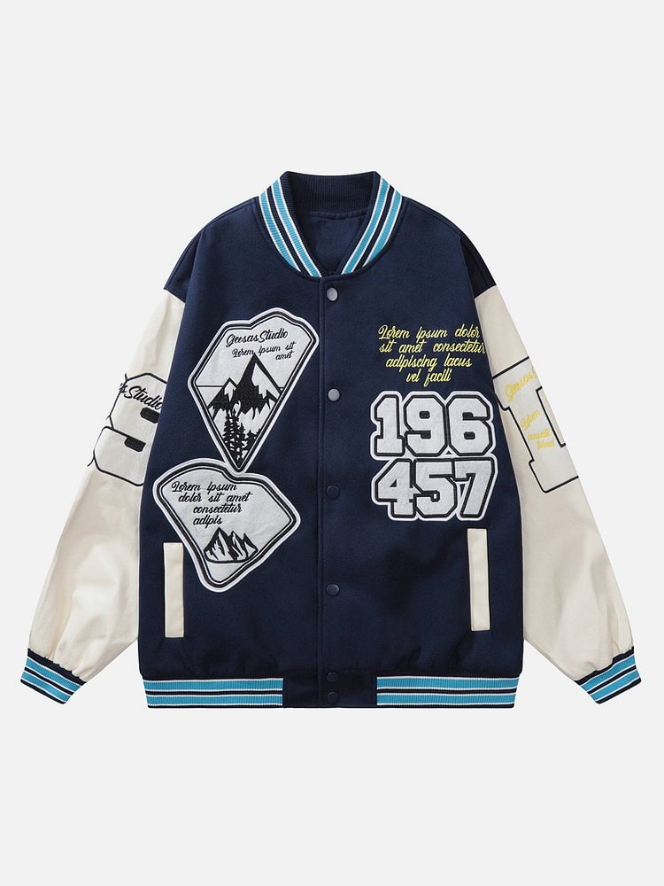 Patchwork Mountain Varsity Jacket