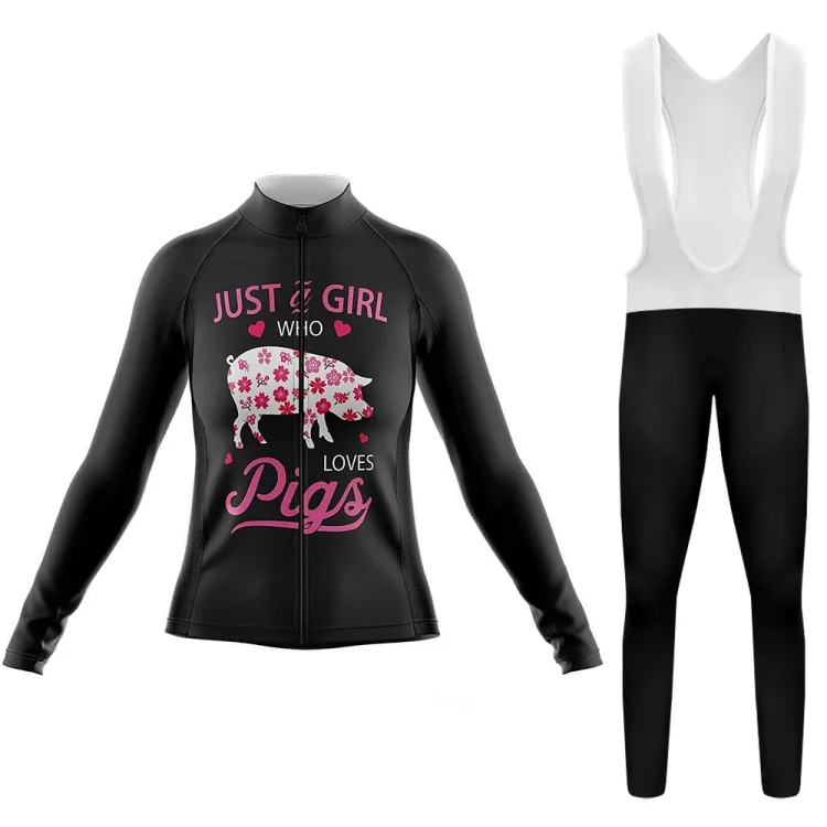 Just a Girl Who Loves Pigs Women's Long Sleeve Cycling Kit