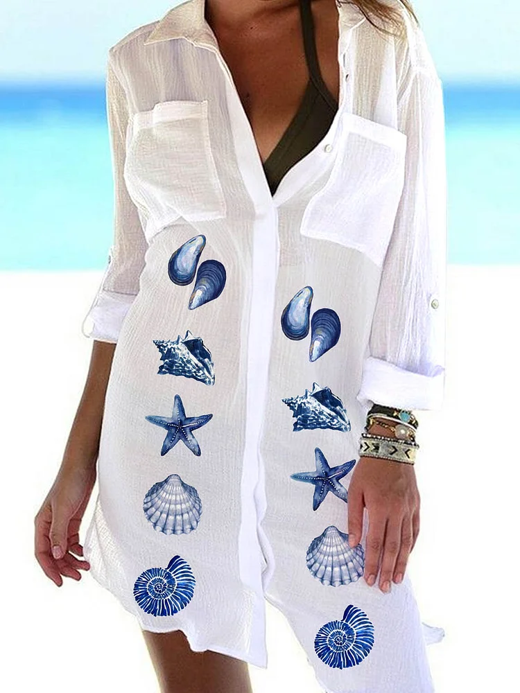 Women's Simple Shell Pattern Casual Dress Shift Dress Mini Dress