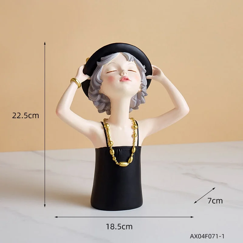 Summer Girl Sculpture Resin Figure Statue Modern Home Decoration Ornaments Living Room Girl Bedroom Decoration Gifts Resin Art