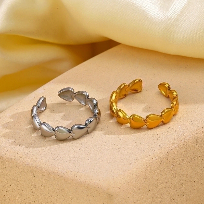 304 Stainless Steel 18K Gold Plated Casual Classic Style Plating Heart Shape Open Rings
