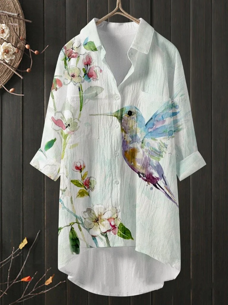 Temperament Solid Color Cotton And Linen Shirt Loose Shirt Top