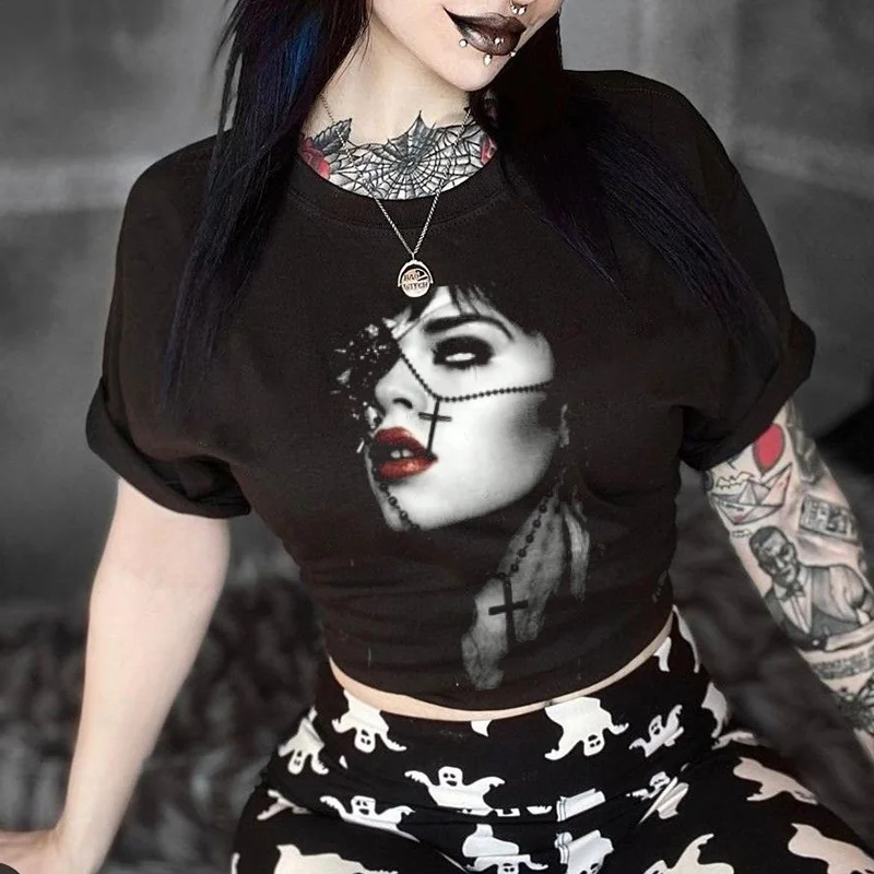 Gothic Girl Printed Women's T-shirt -  