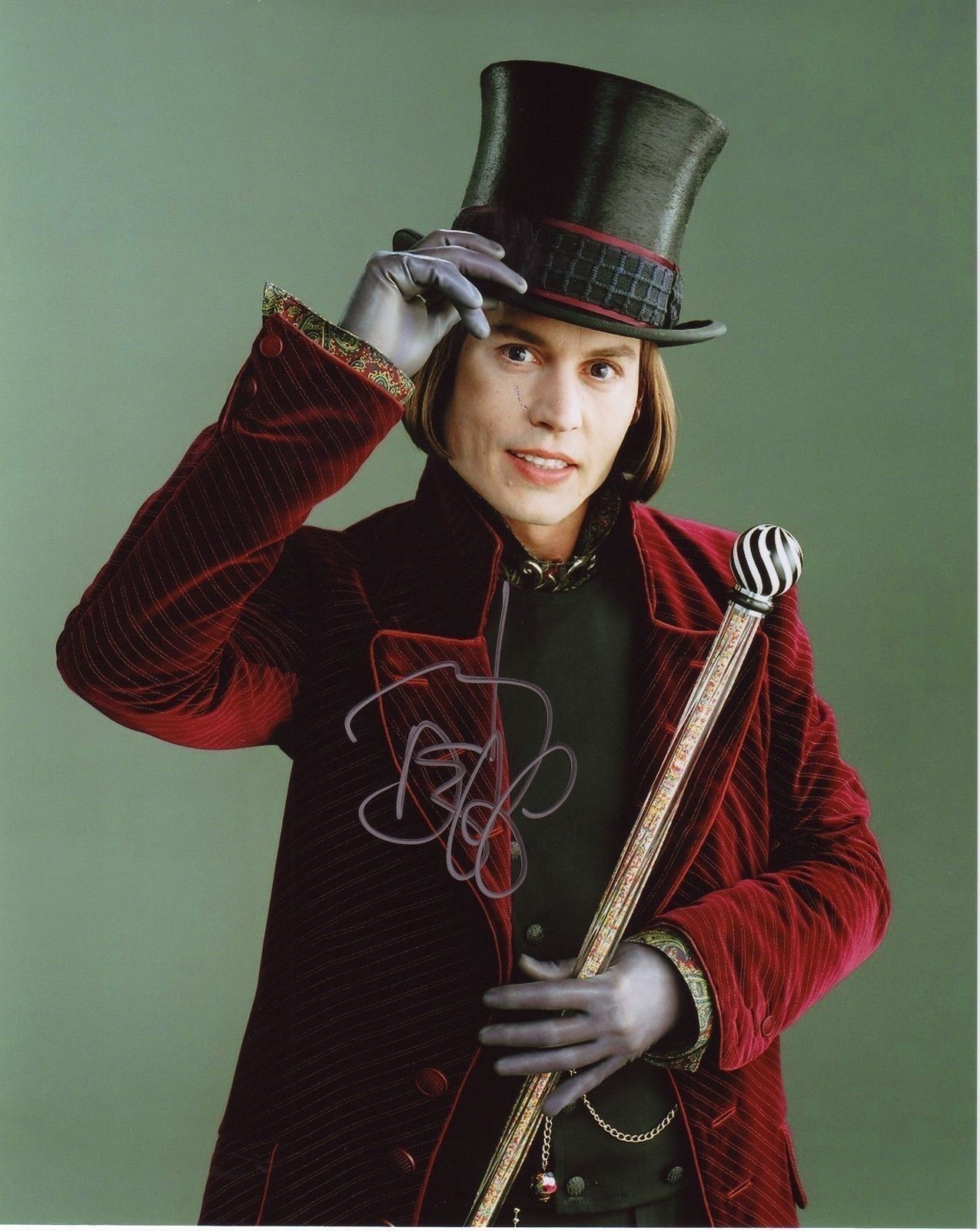 JOHNNY DEPP - WILLY WONKA AUTOGRAPH SIGNED PP Photo Poster painting POSTER