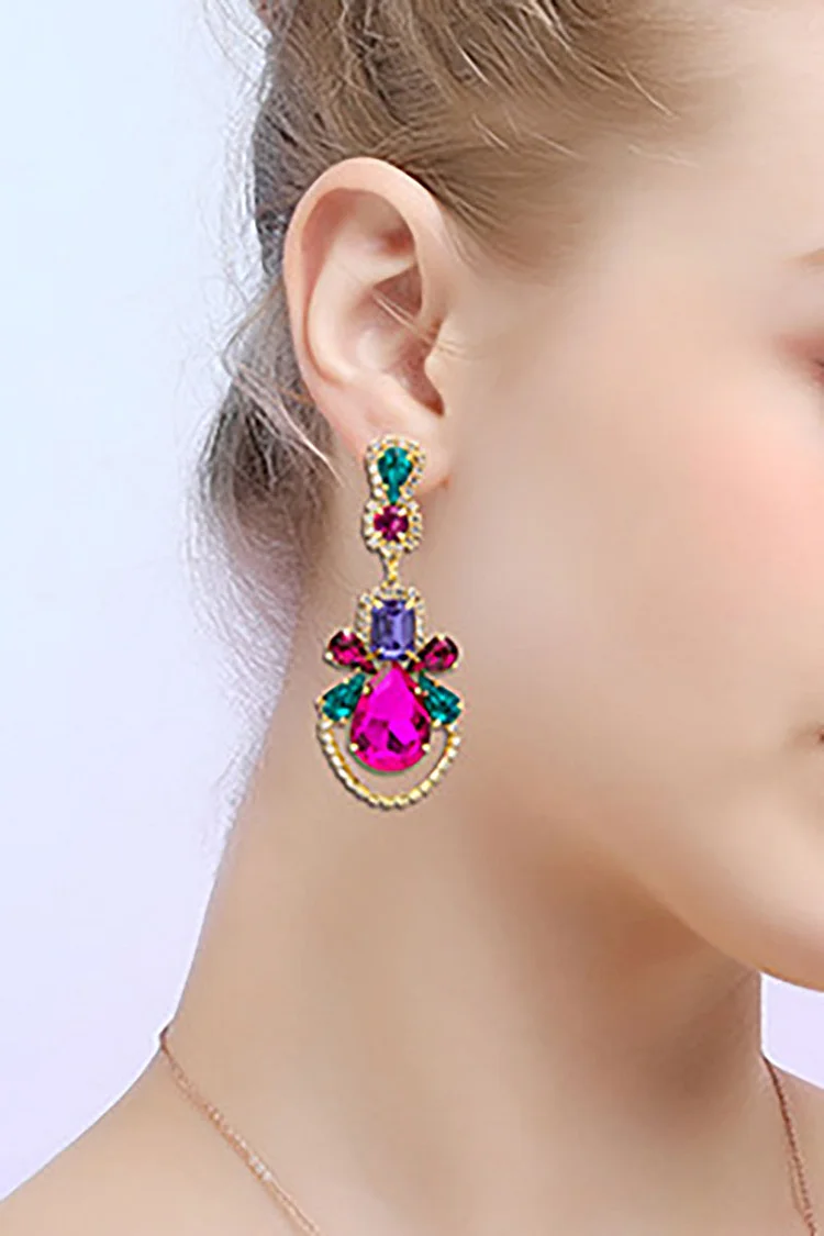 Rhinestone Drop-Shaped Chic Dangle Earrings
