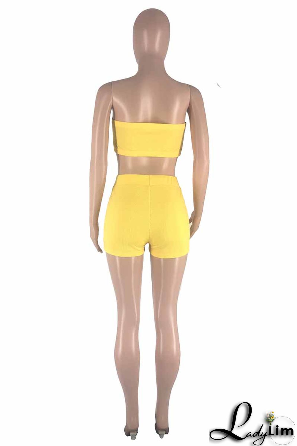 Blue Fashion Sexy Solid Backless Strapless Sleeveless Two Pieces