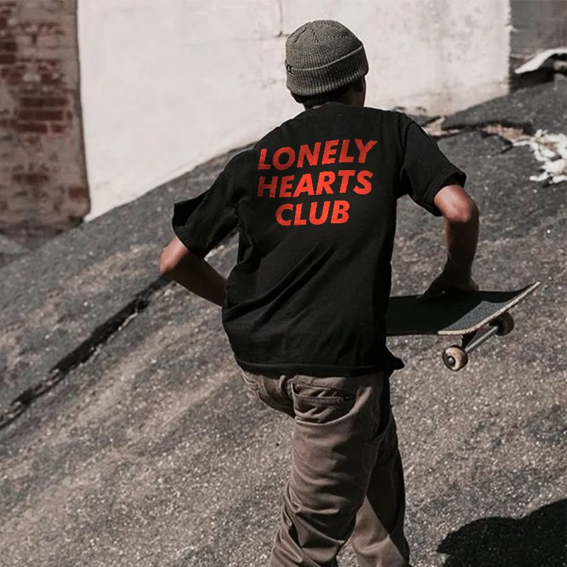 Lonely Hearts Club Letter Black Skateboard T-shirt
