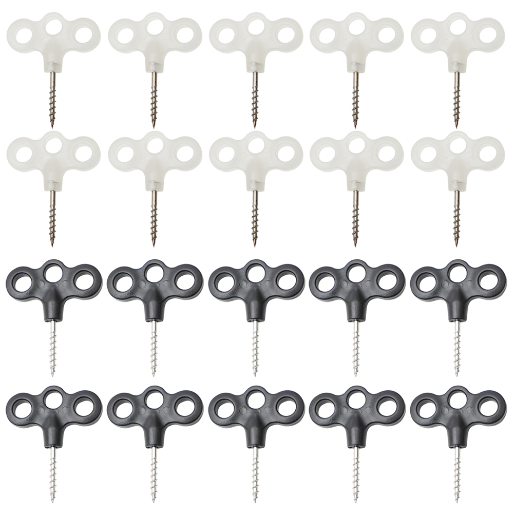 

10x Luminous Tent Screw Pegs Three-Eye Outdoor Camp Deck Nail Rope Fastener, White night light, 501 Original
