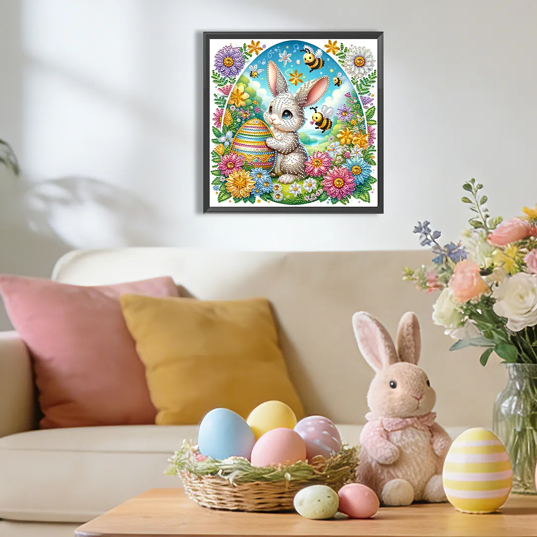 Easter Egg Special Shaped 5D DIY Partial Drill Diamond Painting Kits for Adults Beginners Home Decor Diamonds Dots Gem Art Kits 11.81x11.81inch