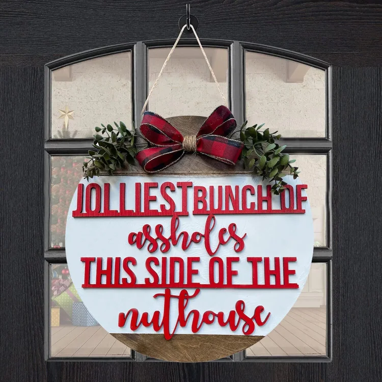 Merry Christmas Decorated Door Christmas front door sign Christmas decorated wooden wreaths