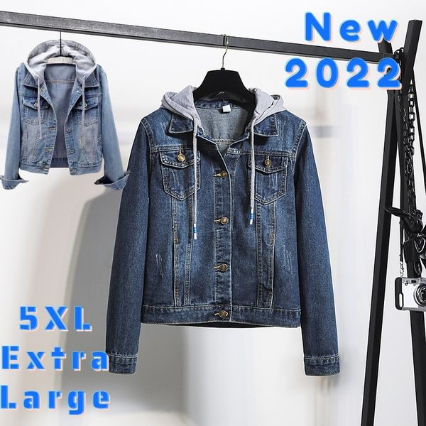 New Jacket Top Jeans Women's Spring Sleeve Hooded Jackets Girl Blue - Life is Beautiful for You - SheChoic