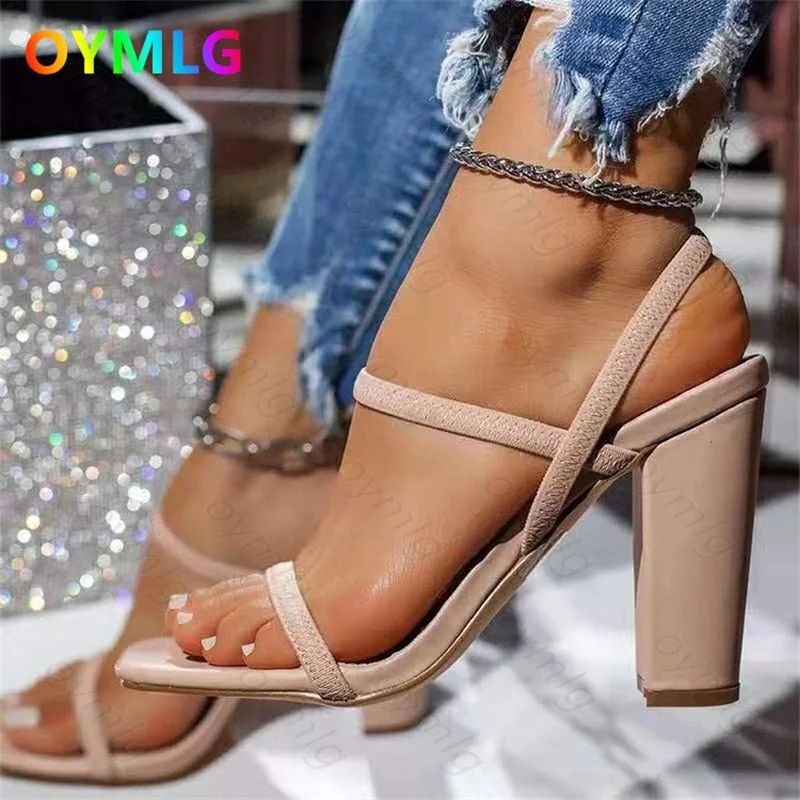 2021 Women Sandals Pumps Summer Fashion Open Toe High Heels Shoes Female Thick Heels Party Casual 104