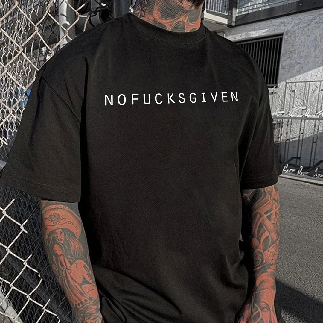 NOFUCKSGIVEN Letter Graphic Black Print T-shirt