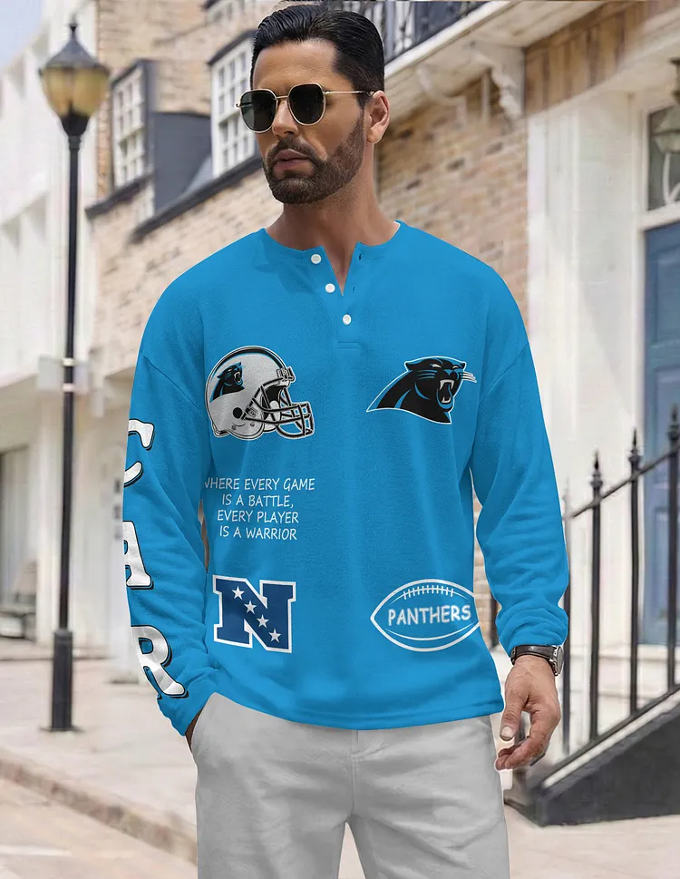 Carolina Panthers  Long Sleeve Henley Shirts & Pants set