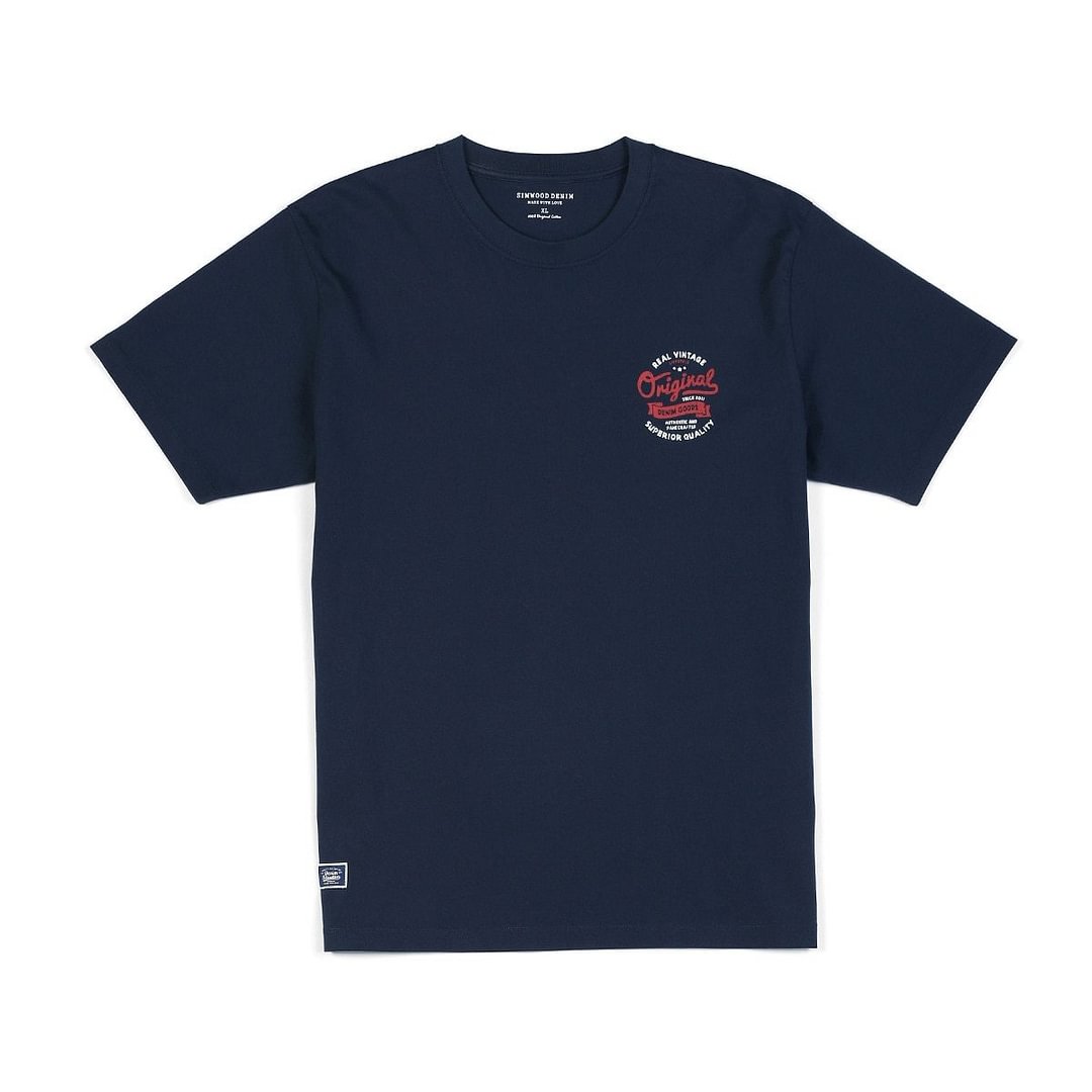 SIMWOOD 2021 Summer New Regular Fit Vintage Letter Print T-shirts Men 100% Cotton Soft Comfortable Plus Size Tops Brand Clothing