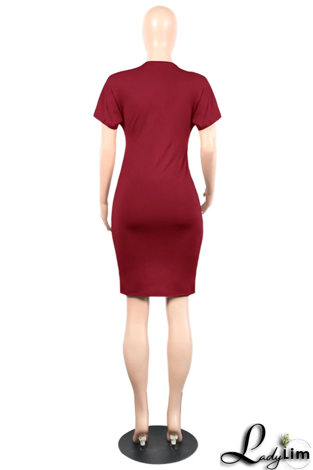 Grey Fashion Casual Solid Split Joint O Neck Short Sleeve Dress