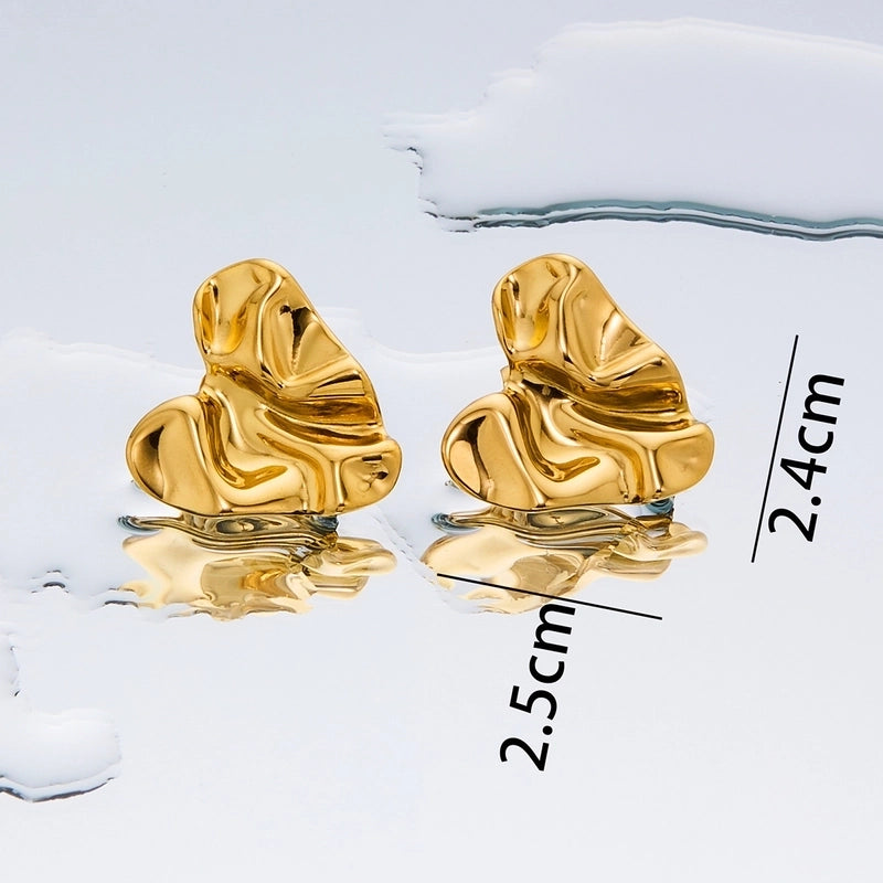 1 Pair Minimalist Geometric Plating Titanium Steel 18K Gold Plated Ear Studs