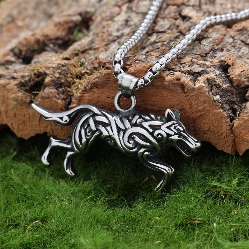 Viking Celtic Wolf Titanium Steel Pendant Hip Hop Creative Pendant Men's Trendy Viking Pendant Necklace Ornament3