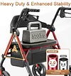 Soundfuse Bariatric Walker for Seniors with Extra Wide Seat, 500lb Heavy Duty Rollator Walker,  Handle & Seat Height Adjustable, Foldable Rolling Walkers with 8" All-Terrain Wheels