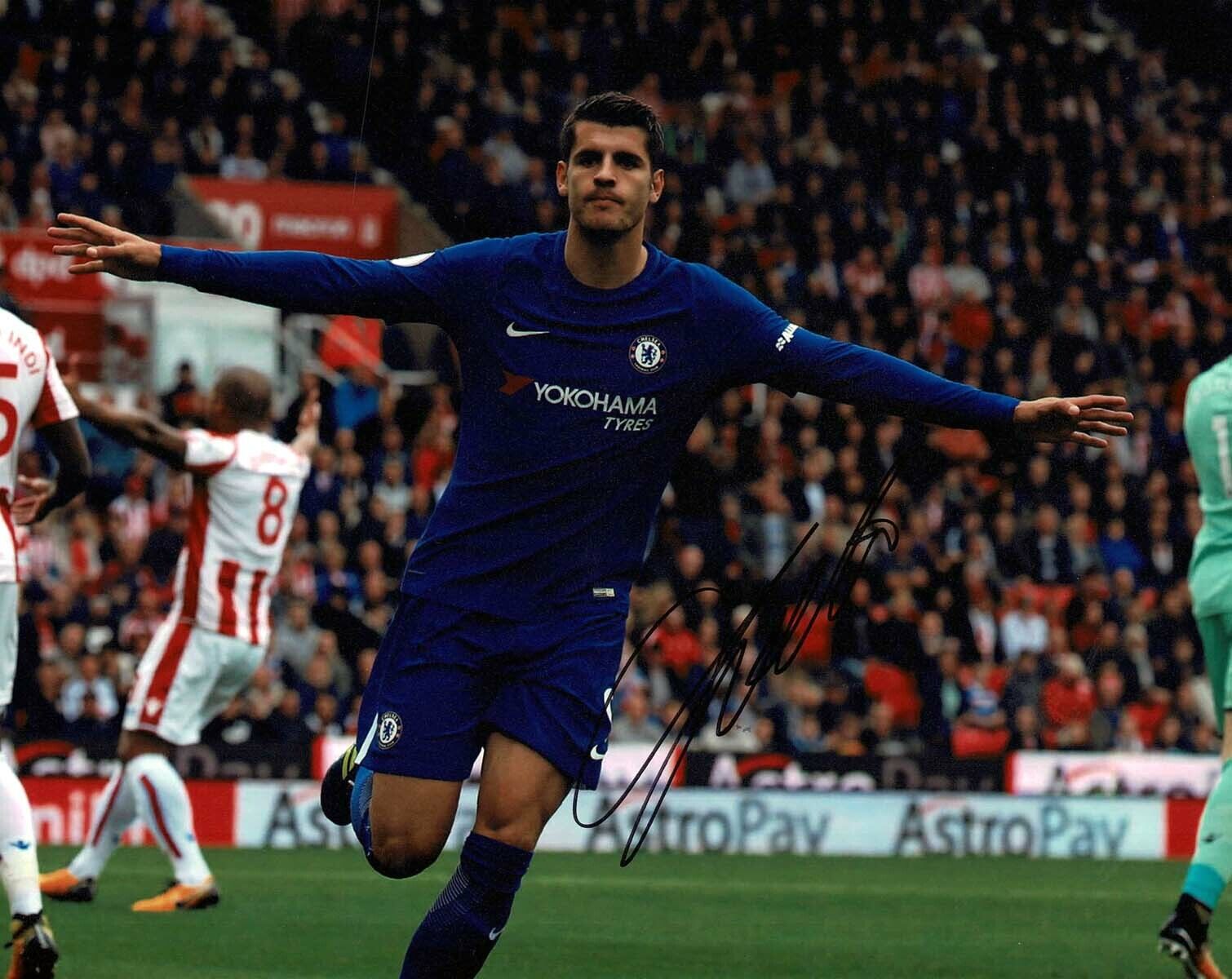 Alvaro MORATA Signed Autograph 10x8 Photo Poster painting AFTAL COA Chelsea Premier League