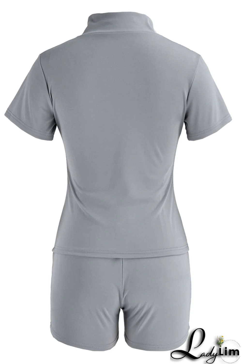 Peacock Blue Fashion Casual Letter Print Basic Zipper Collar Short Sleeve Two Pieces