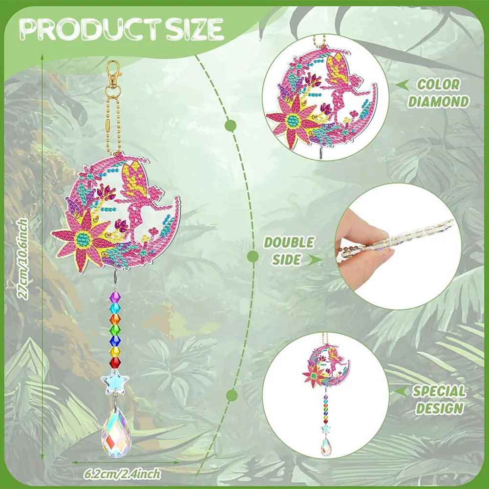 6pcs DIY Elf Suncatcher Diamond Painting Hanging Pendant Diamond Drawing Hanging Ornament