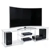 [US Local Warehouse] 55 Inch Acrylic TV Stand for TVs Up To 60 Inch TV Media Console Table with Open Storage Shelves Entertainment Center for Living Room Bedroom Gaming Room