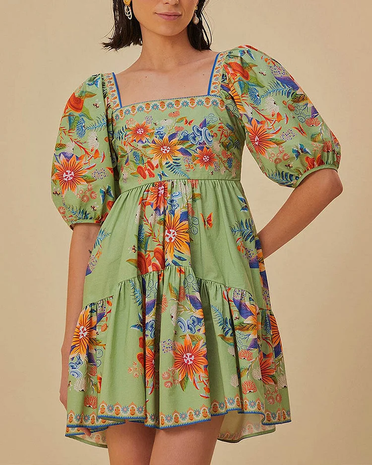 Women's Fashion Printed Loose Mini Dress