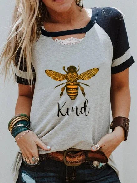 Printed Cotton-Blend Crew Neck Casual Shirts & Tops