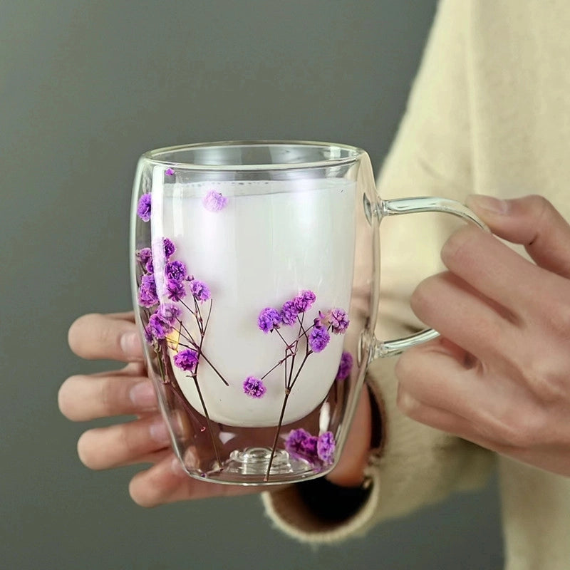 Casual Vacation Flower Borosilicate Glass Mug 1 Piece