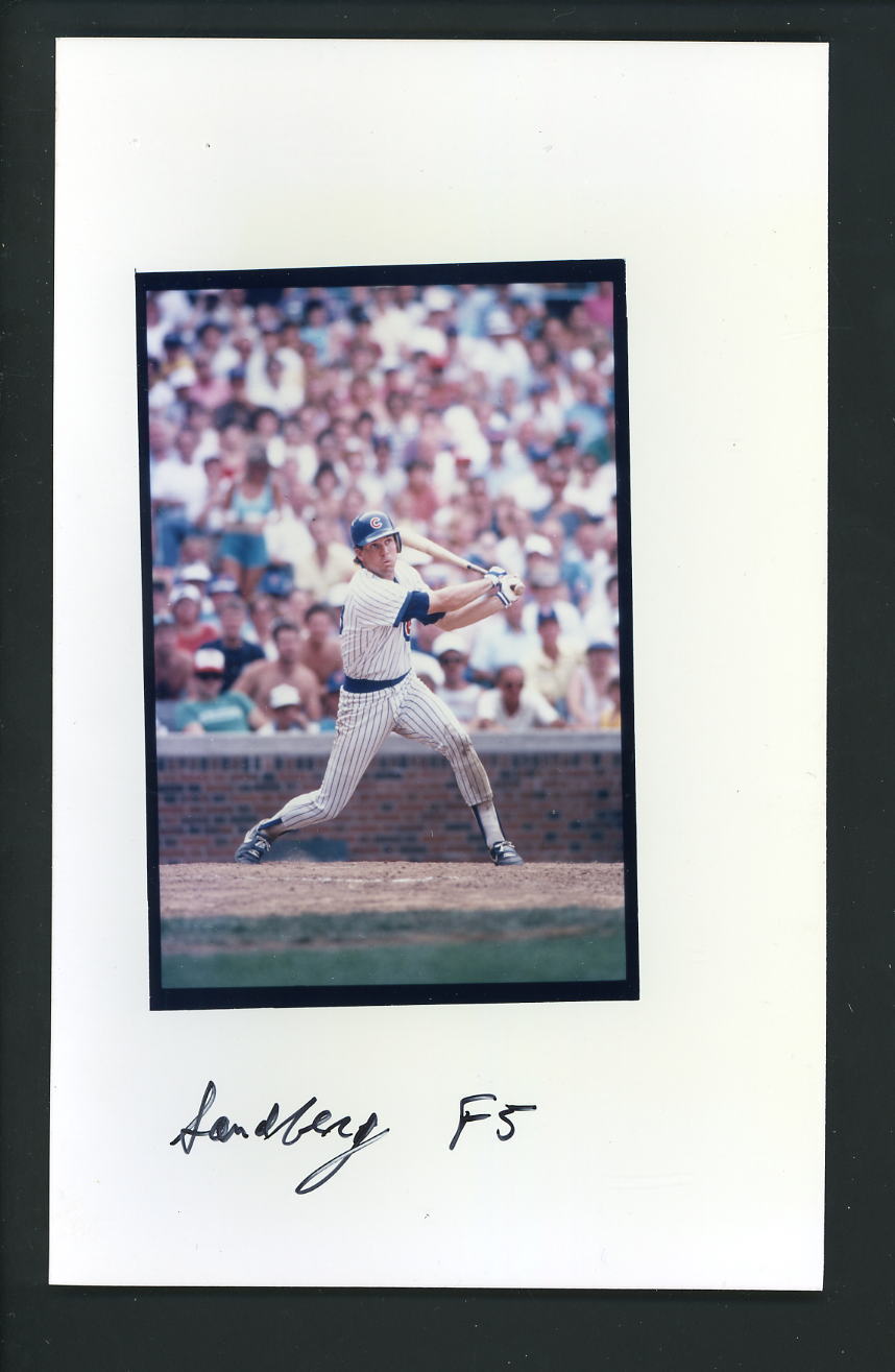 Ryne Sandberg Press Original COLOR Photo Poster painting 5 x 8 Chicago Cubs swing follow thru