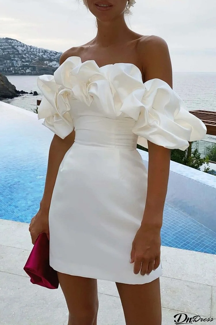 Sexy Solid Patchwork Backless Off the Shoulder Strapless Dress Dresses